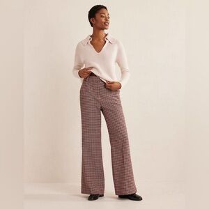 Boden Wide Leg Flared Check Pants Women’s Sz 2R